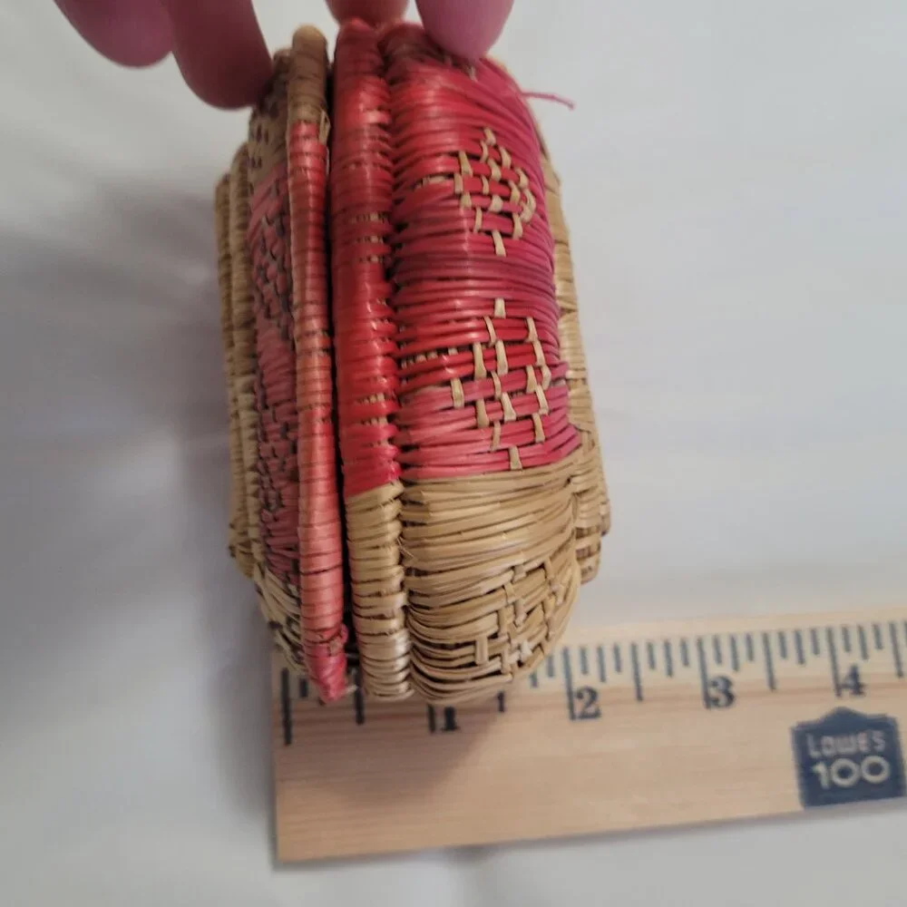 Woven Trinket Jewlery Baskets 2 Small Vintage Handmade